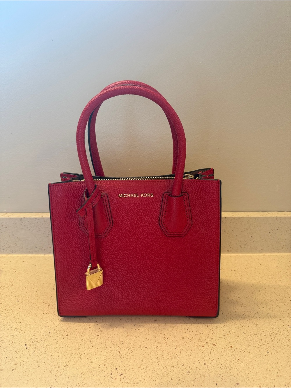 Michael Kors Red Pebbled Leather Small Satchel
